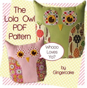 Image of Lola The Owl Pillow PDF Pattern and bonus Lola Owl Bag Pattern