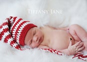 Image of Newborn Candy Cane Striped Elf Beanie