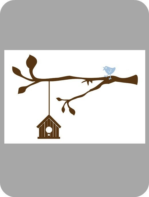 Image of Birdhouse, Bird and Branch
