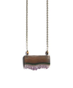 Image of Amethyst Druzy Slice & Brass Necklace