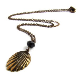 Image of Shell necklace in antiqued brass