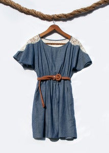 Image of Chambray & Lace Dress - Denim