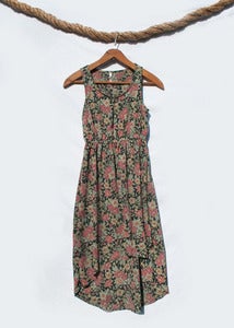 Image of Dot Floral Hi-Lo Hem Dress - Black