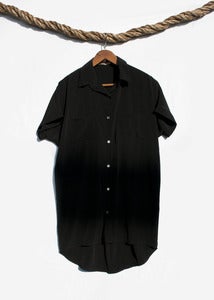 Image of Short Sleeve Shirtdress - Black