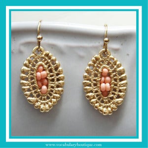 Image of Coral Medallion Drop Earrings