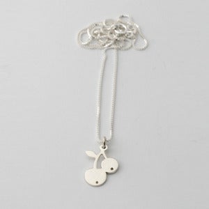 Image of Cherry Mini Charm on Box Chain or Silk | Silver