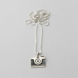 Image of Camera Mini Charm on Box Chain or Silk | Silver