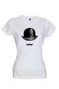 Image of Womens Bowler hat and moustache T shirt
