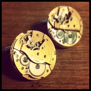 Image of Wound Up Round Cufflinks by Depths of the Never Never