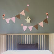 Image of Bunting Flags with Birds Removable Fabric Wall Decal