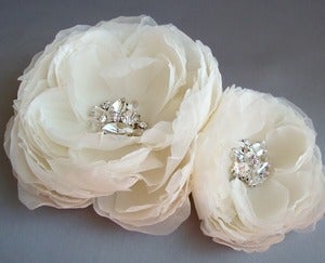 Image of Hera Double Flower Gemstone Beaded Fascinators 