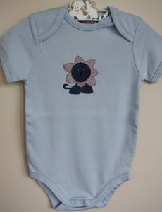 Image of Lion on Pale Blue Baby Growsuit