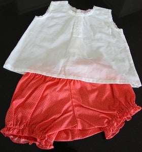 Image of Cotton singlet with coral bloomers