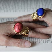 Image of KILLER CHUNKY GOLD FINGER RING - CORAL or BLUE