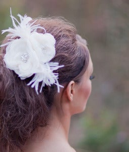 Image of Hera Double Bloom Gemstone Beaded Feathered Fascinator