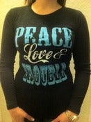 Image of Peace, Love & Trouble Long Sleeve Girls T-Shirt (Teal)