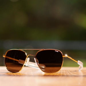 Image of Randolph Engineering Aviator Sunglasses - Gold Frame Gray Polarized Lens