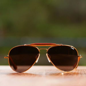 Image of Randolph Engineering Sportsman Sunglasses - Gold Frame Gray Polycarbonate Lens