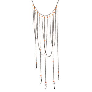 Image of oxidized silver branches & loop chain necklace w/ carnelian (P28sil1628)