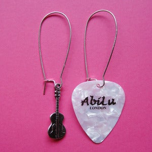 Image of Silver Plectrum Earrings (various colours)