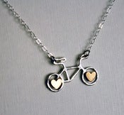 Image of Tiny Sterling Bike Necklace with Hearts