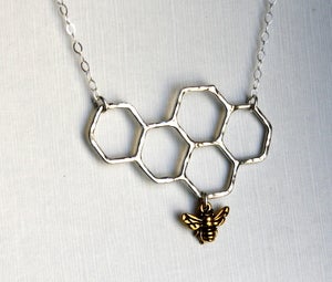 Image of Honeycomb Necklace on Sterling Chain