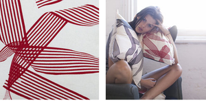 Image of ruby ribbons cushion cover