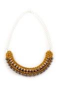Image of macramé crescent necklace- mustard