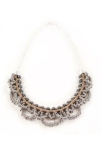 Image of small 'metal lace' necklace- beige