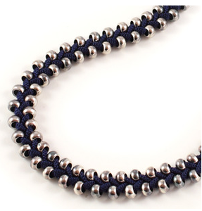 Image of short plait necklace- navy blue