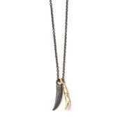 Image of brass & oxidized silver sea claws on 20" rope chain (P33silBra20B)