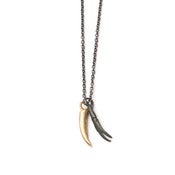 Image of brass & oxidized silver sea claws on 20" rope chain (P33silBra20A)