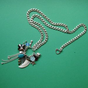Image of Boho Beauty Plectrum Cluster Charm Necklace, Sterling Silver