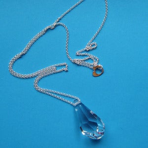 Image of  Lucky Crystal Droplet Necklace Pendant, Sterling Silver 