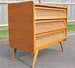 Image of Vintage Beech & Cane chest of drawers, possibly French or Dutch, designed circa 1950s.
