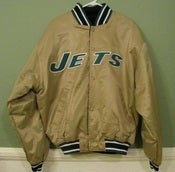 Image of DEADSTOCK VINTAGE NEW YORK JETS "SAMPLE" STARTER REVERSIBLE SATIN JACKET