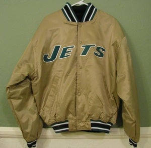 Image of DEADSTOCK VINTAGE NEW YORK JETS "SAMPLE" STARTER REVERSIBLE SATIN JACKET