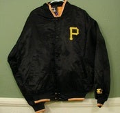 Image of DEADSTOCK VINTAGE PITTSBURGH PIRATES STARTER "SALESMAN SAMPLE" REVERSIBLE SATIN JACKET