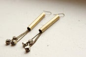 Image of Pyrite & Vintage Brass Fringe Earrings