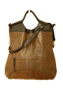 Image of Python Print 2-Way Fold-Over Tote (Olive)