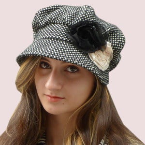 Image of Country Diva Rose Cap in Black Polka Dot