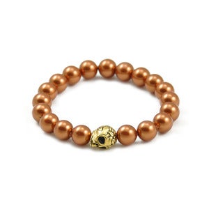 Image of Copper SWAROVSKI™ Pearl & Skull Bracelet