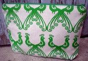 Image of Peacocks in Green Zip Purse