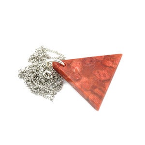 Image of Rae. Large Coral Pyramid Necklace