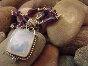 Image of Moon Goddess Necklace |  Rainbow Moonstone Pendant, African Amethyst