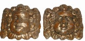 Image of Unusual Pair of Antique Carved Italian White Gold Gilt-wood Angel Faces NR 