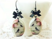 Image of Porcelain Birdcage Earrings with Bow 