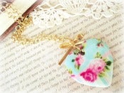 Image of Porcelain Floral Heart Necklace 