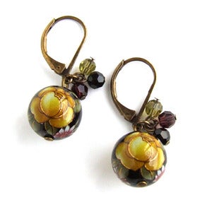 Image of Yellow rose cluster earrings