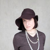 Image of Fall fashion accessory floppy brim hat in espresso wool : Ripple Effect for women